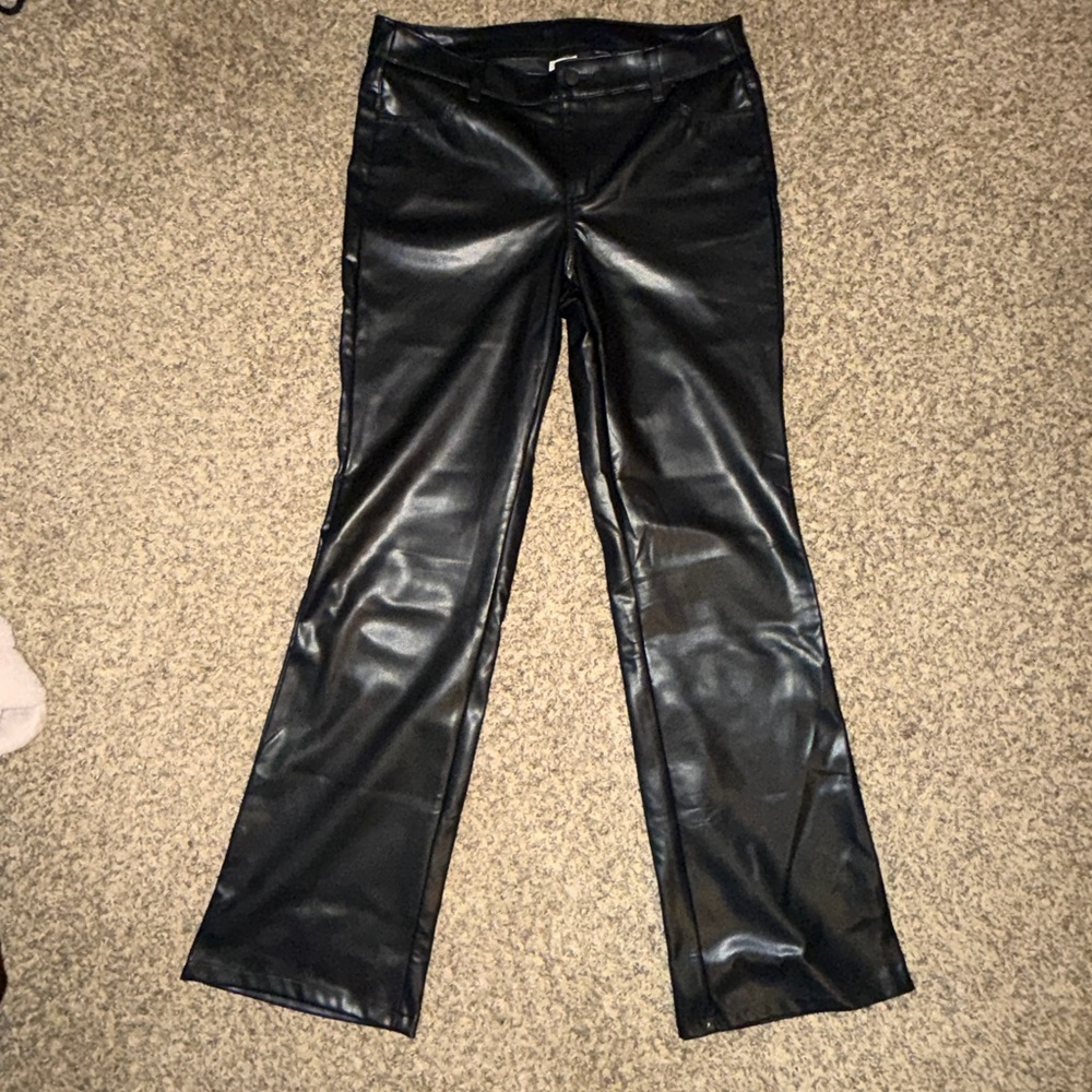 No Boundaries Black Faux Leather Flare Pants